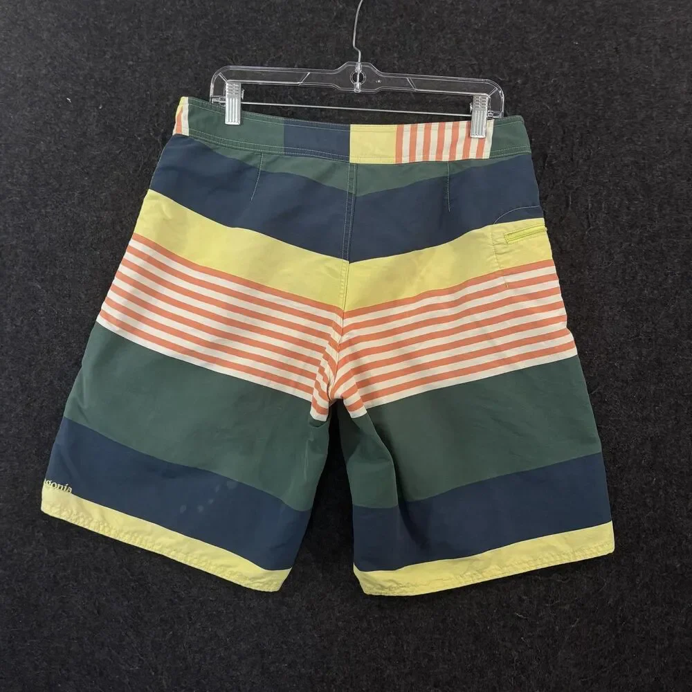 Patagonia Wavefarer Board Shorts Men's 32 Striped Swim Trunks Cargo Pocket